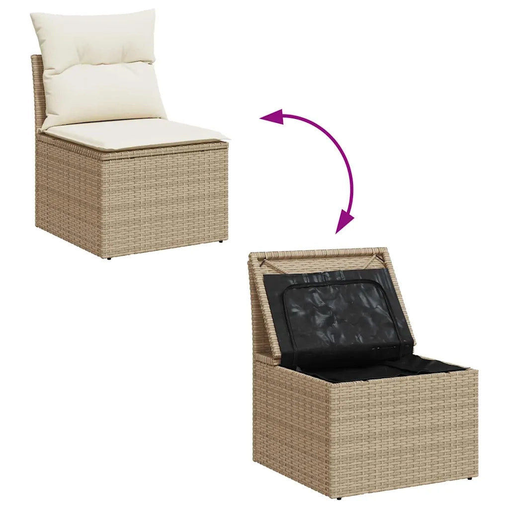 Set Divani da Giardino 7 pz con Cuscini Beige in Polyrattan 3326749