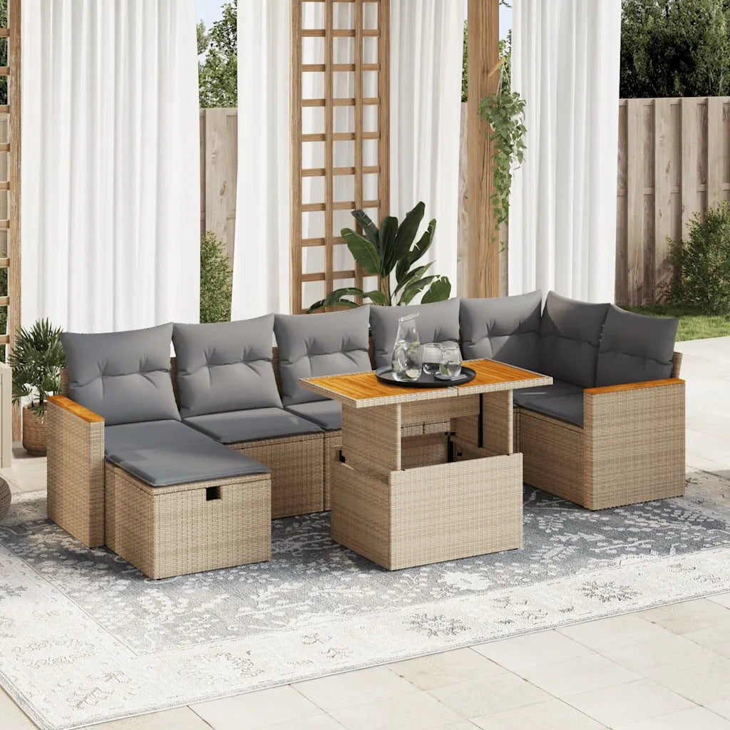 Set Divano da Giardino 5 pz con Cuscini Beige in Polyrattan 3328123