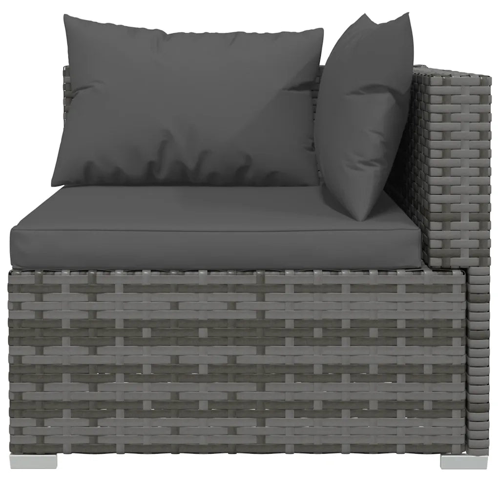 Set Divani da Giardino 4 pz con Cuscini in Polyrattan Grigio 317512