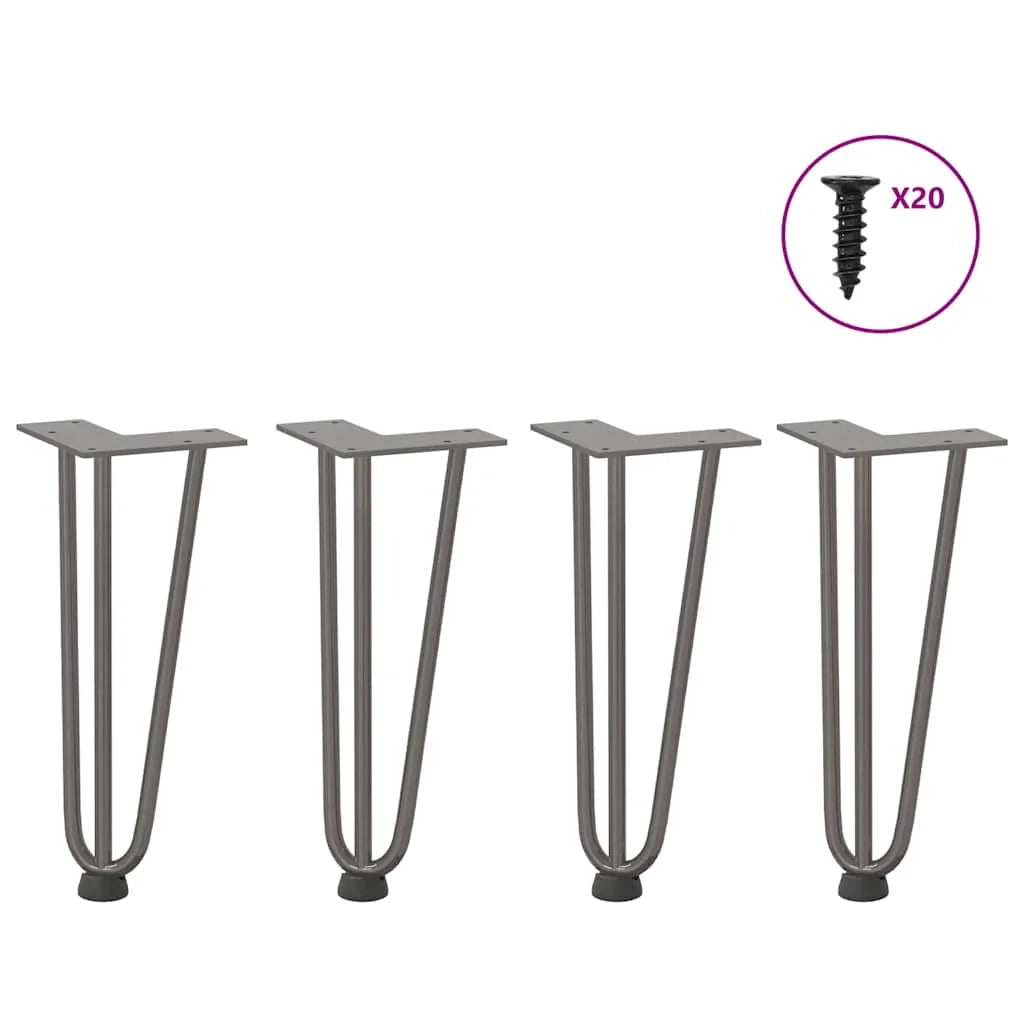 Set di 4 gambe a forcina per tavolino da 30 cm con piedini regolabili design moderno in acciaio naturale 02_0056738