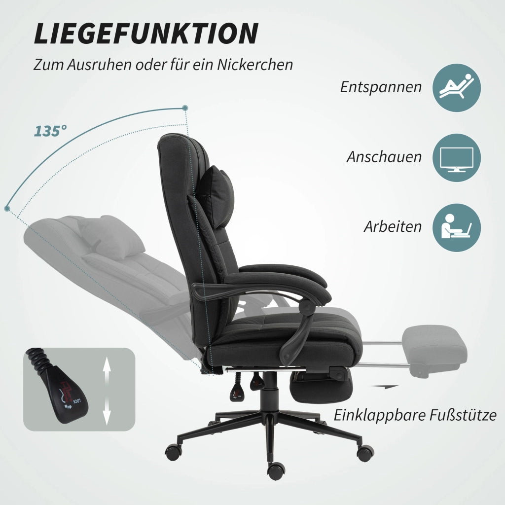 Sedia da ufficio con poggiatesta e poggiapiedi ¨C zephmum ¨C nero