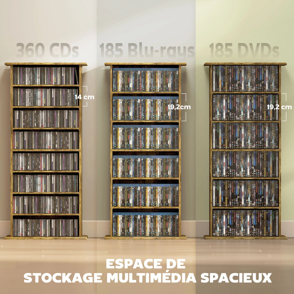 Libreria per CD e DVD ¨C Xylo ¨C 8 scomparti 6 ripiani regolabili marrone
