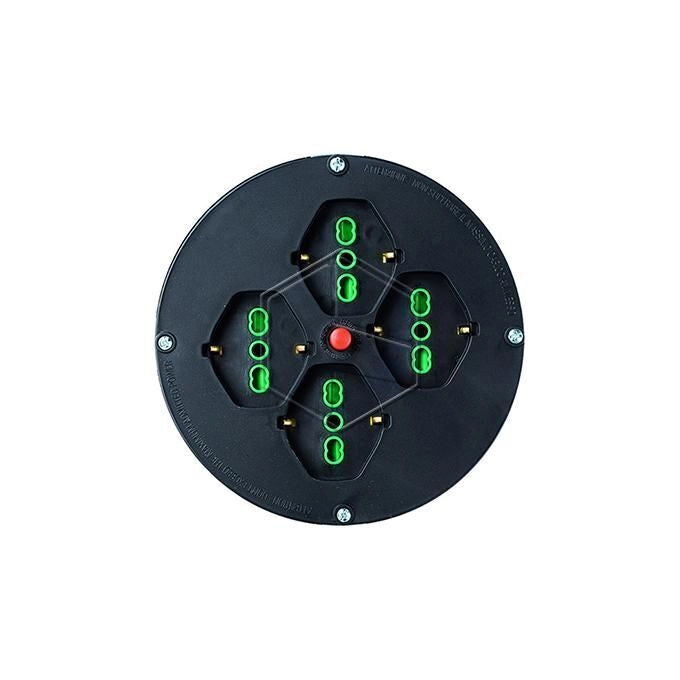 Fanton 19431 Disco Prese Ricambio 4 Prese 2P+T 16A 250V Bipasso 1 Presa Schuko 2P+T 16A 250V con Flangia Adattatore per Avvolgicavo Diametro 145 mm colore Nero
