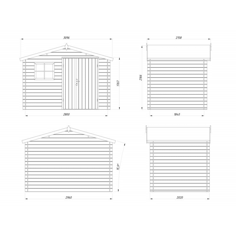 Casetta in legno impregnato 296x200 cm pareti 19 mm con finestra  Esterni da Vivere Pablo 3