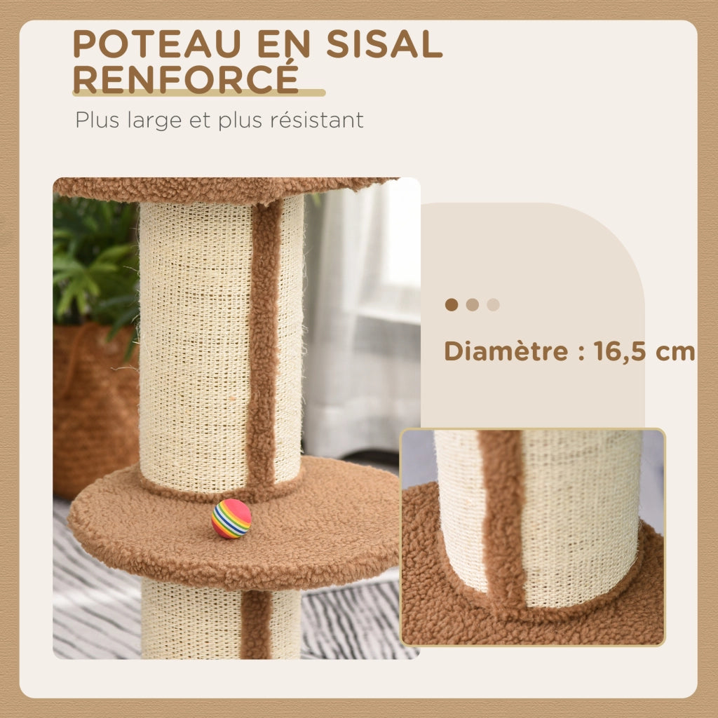 Tiragraffi per Gatti con Centro Attivit¨¤ ¨C Xylo ¨C 2 Piattaforme e Cuscino Beige