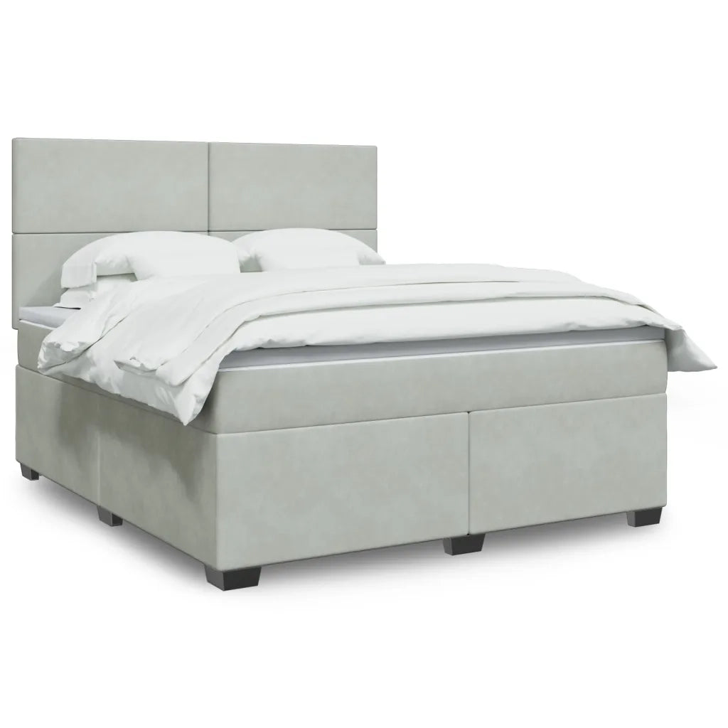 Giroletto a Molle con Materasso Grigio Chiaro 180x200cm Velluto 3293272