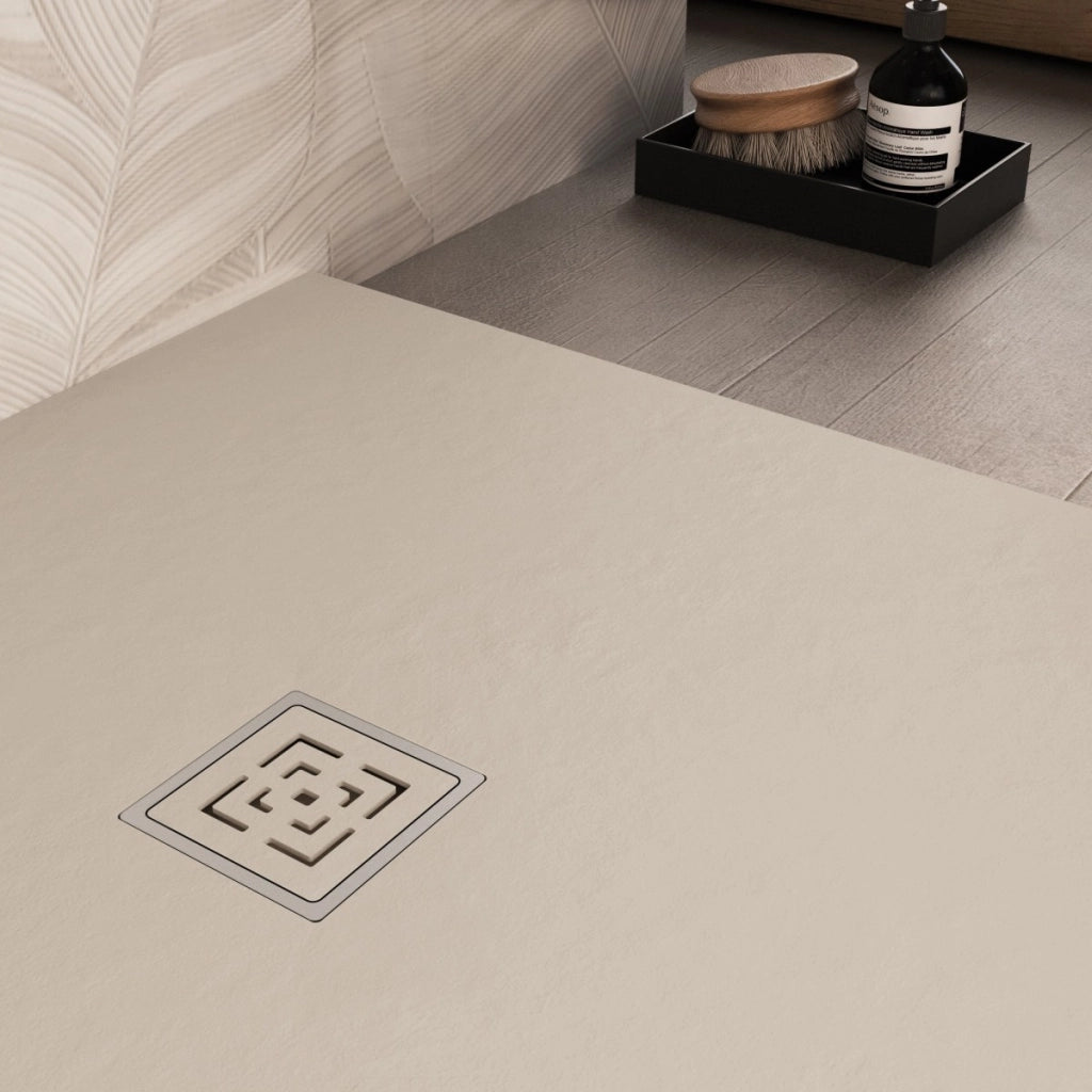 Piatto doccia in marmoresina crema effetto pietra cemento passion, misura 90x200