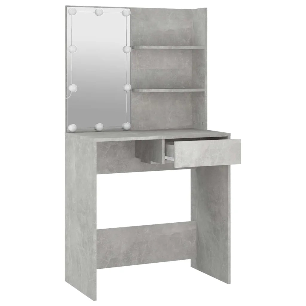 Toeletta | Tavolo da Trucco con LED Grigio Cemento 74,5x40x141 cm