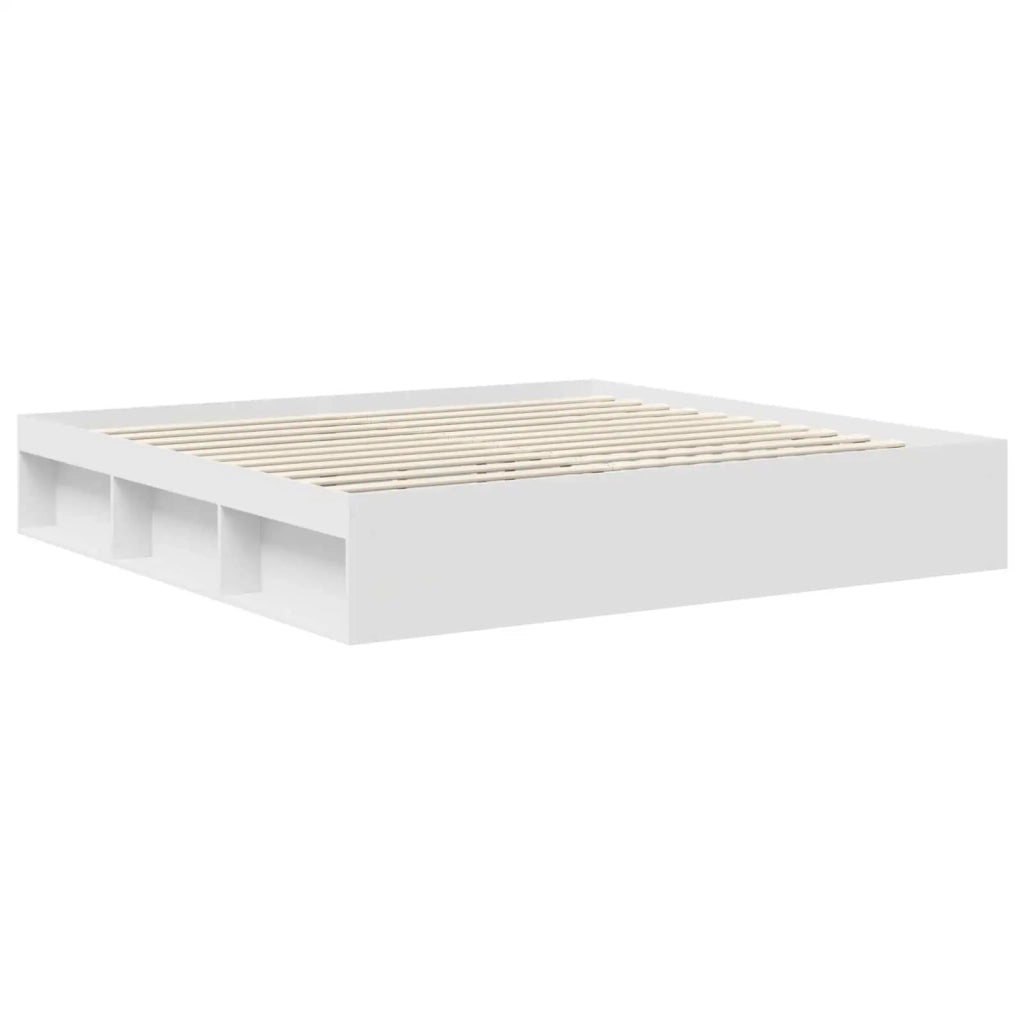 Struttura del letto-Giroletto-Rete del Letto Bianco 200 x 200 cm Legno multistrato 765549