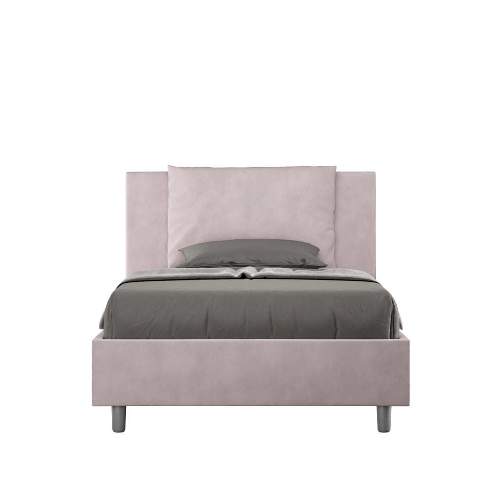 BS COM Letto una piazza e mezza senza rete imbottito 110x200 microfibra glicine