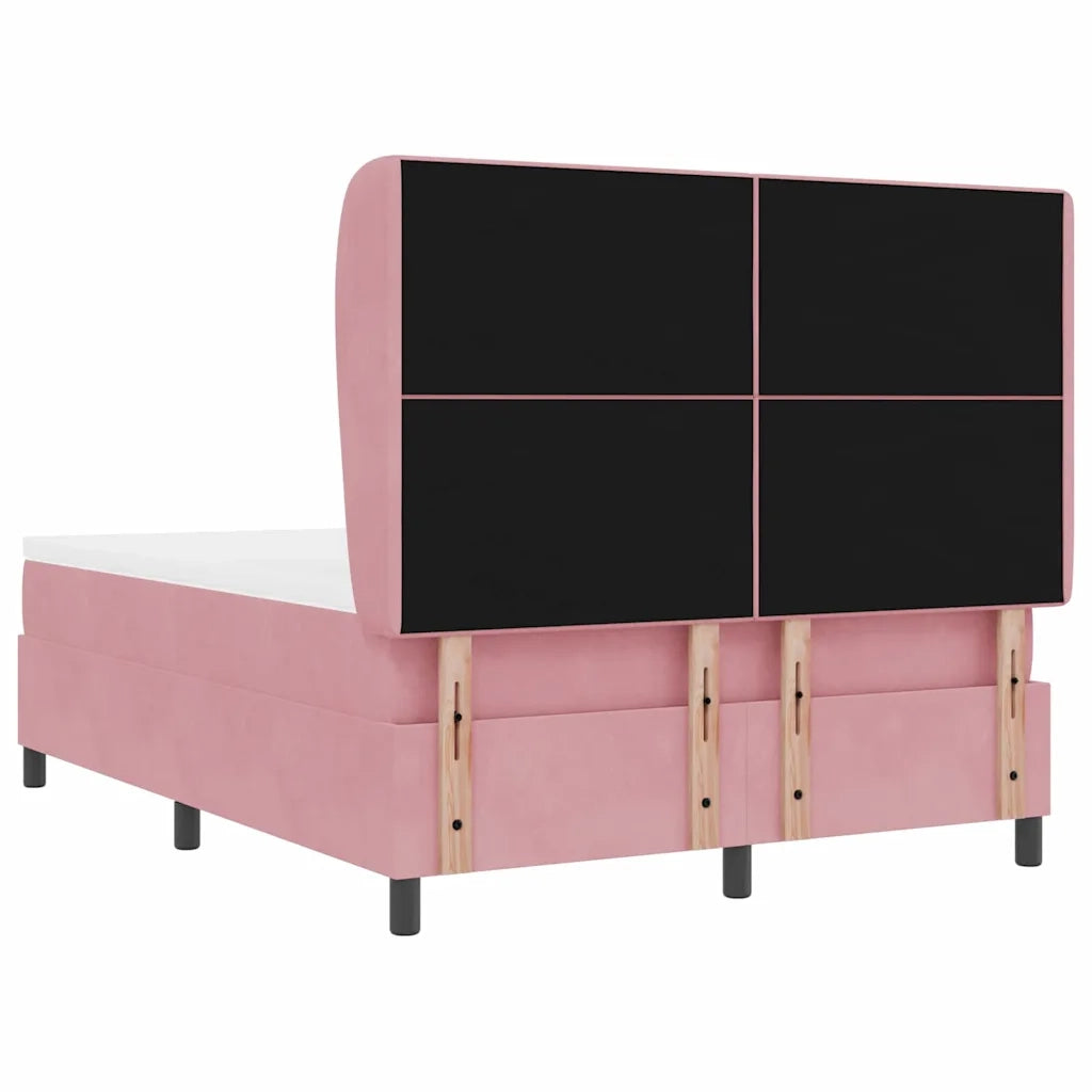 Letto a molle con materasso Rosa 200 x 140 cm Velluto 3340933