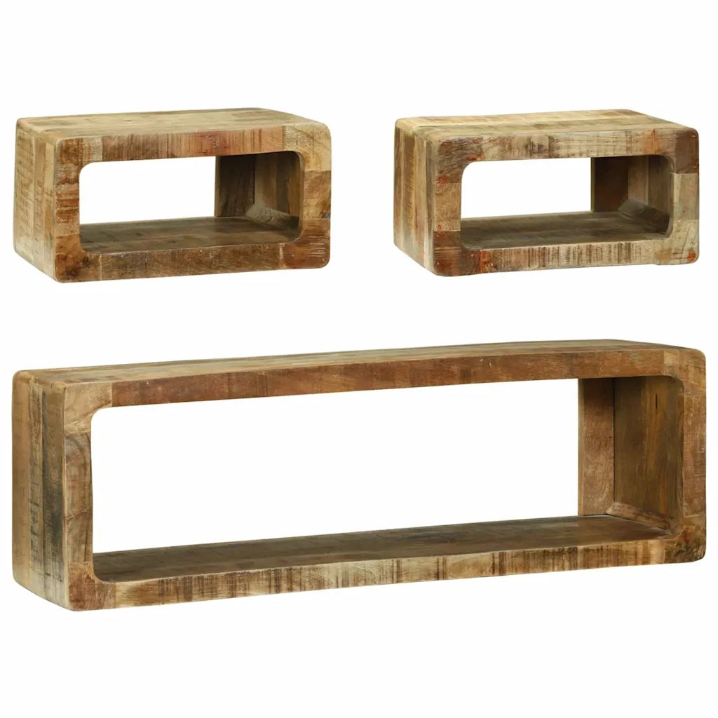Set di Mobili TV 3 pz-Set di 3 Credenza per TV Marrone Legno massello di mango