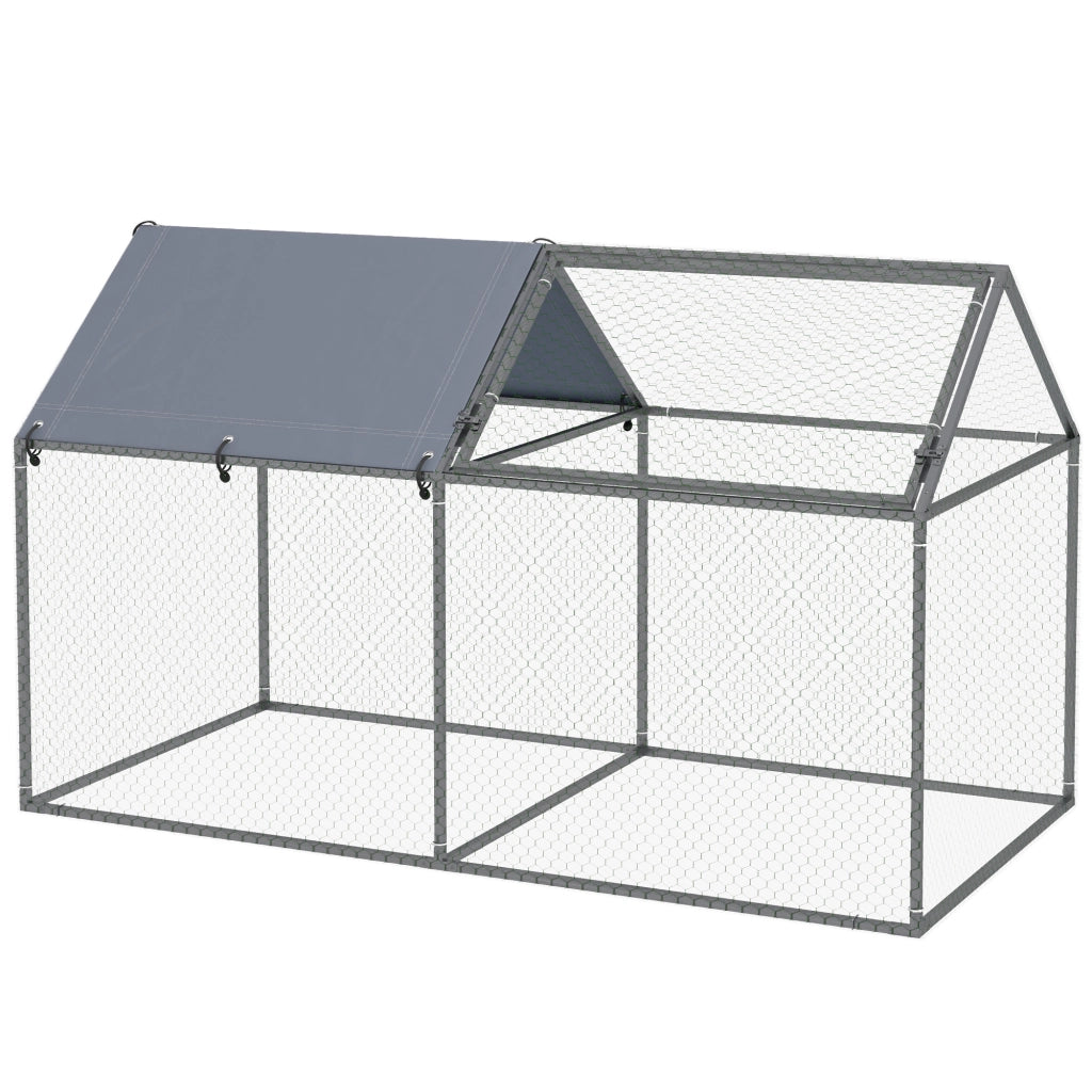 Gabbia per Animali in Acciaio con Tetto in Tessuto ¨C zephmum ¨C 198x100x120 cm Verde Argento