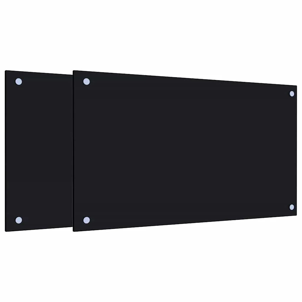 Set di 2 paraschizzi neri per cucina 70 x 40 cm paraschizzi design elegante in vetro temperato nero 02_0055738
