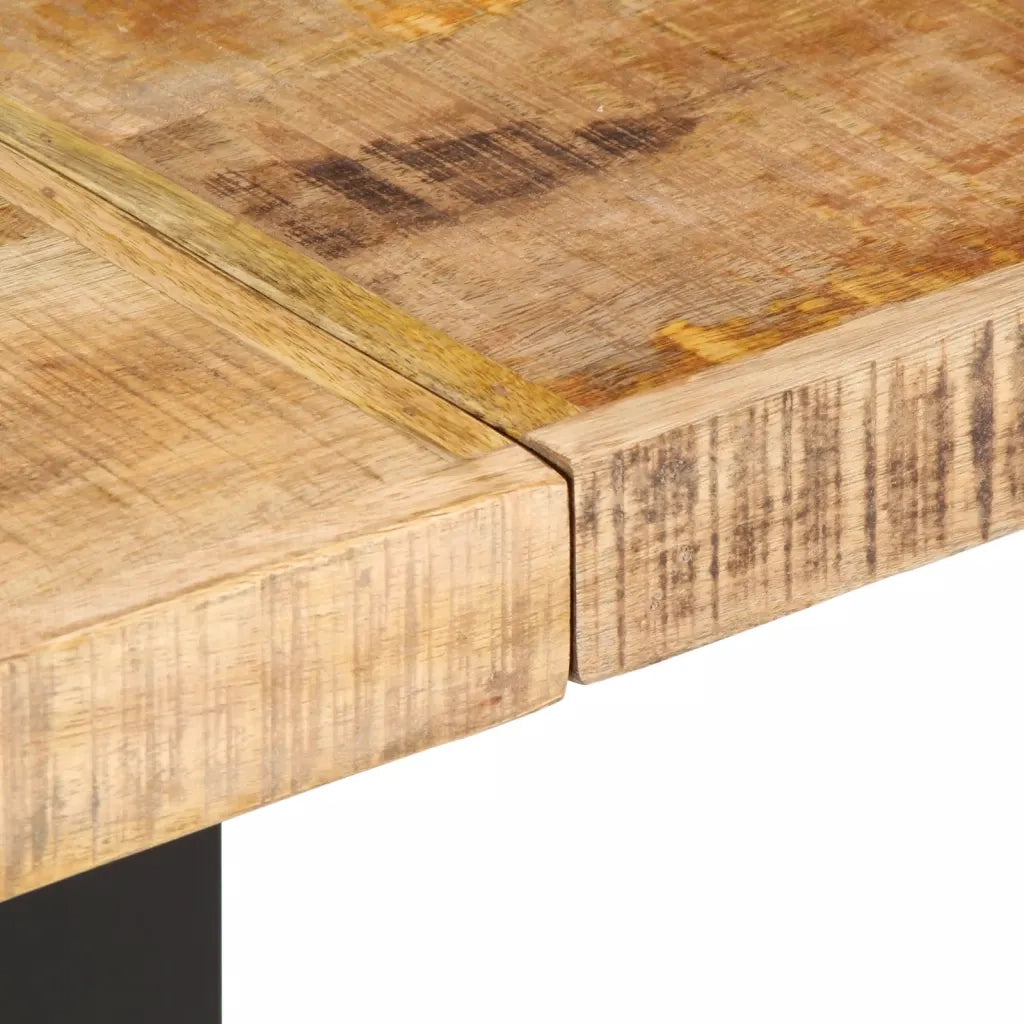 Panca-Sgabello 160 cm in Legno Massello di Mango Grezzo e Acciaio