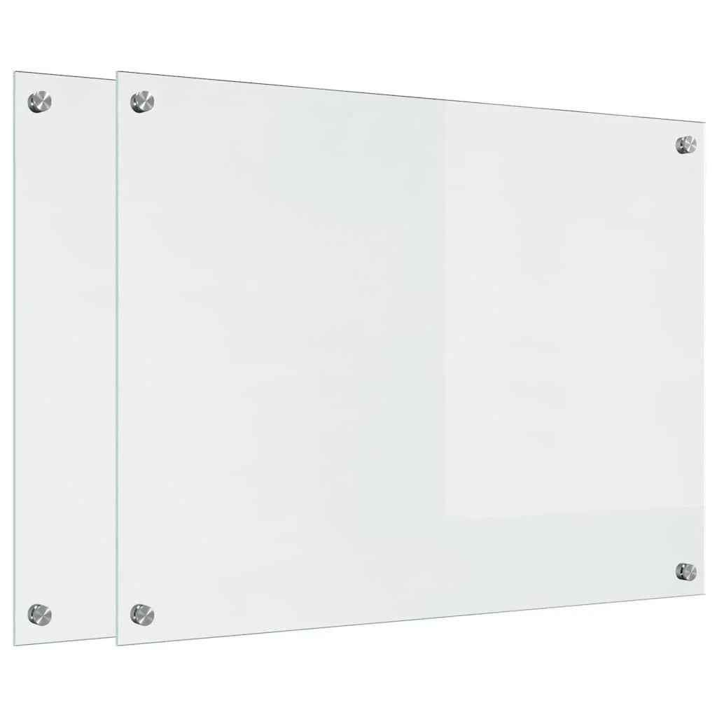 Set di 2 paraschizzi per cucina 80 x 60 cm resistenti al calore design moderno ed elegante in vetro temperato trasparente 02_0056299