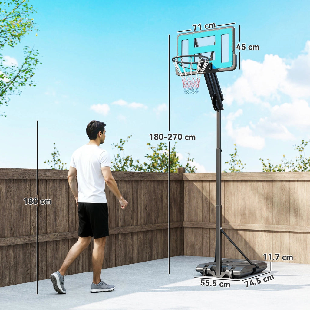 Canestro da Basket Regolabile con Ruote ¨C Minimal ¨C Nero, 146-236 cm