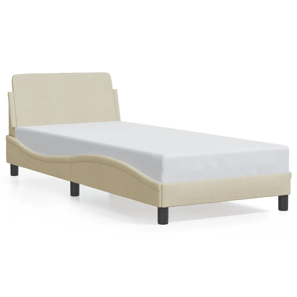 Giroletto con Testiera-Struttura Letto con testiera Dover Crema 90x190 cm Tessuto