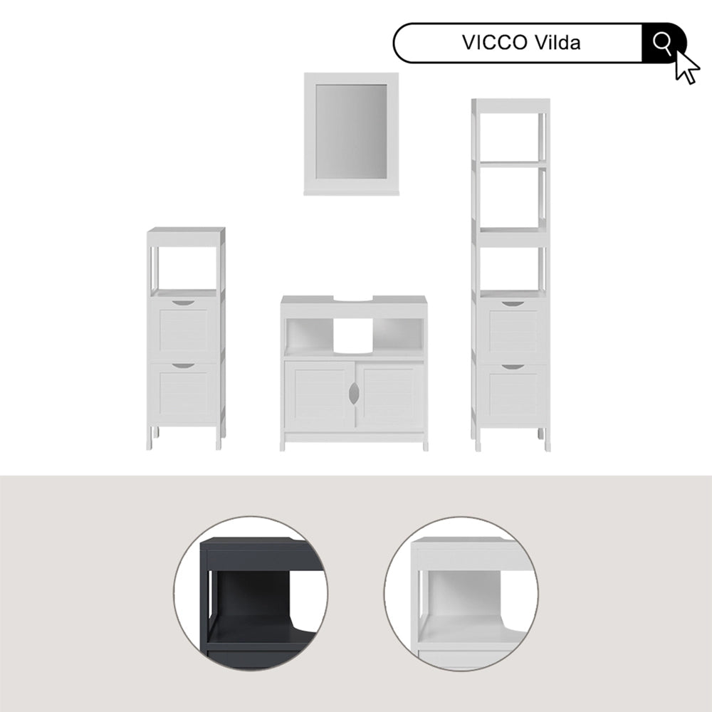 Vicco mobiletto bagno Bianco 30 x 89 cm con 2 cassetti