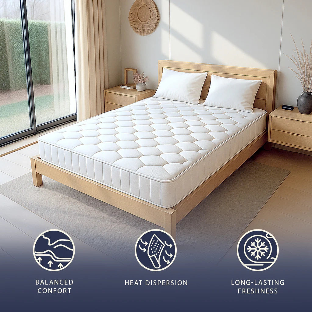 Materasso 180x190 a Molle Insacchettate e Memory Foam | Altezza 25 cm | Ergonomico, Ignifugo, Anallergico | Prodotto in Italia