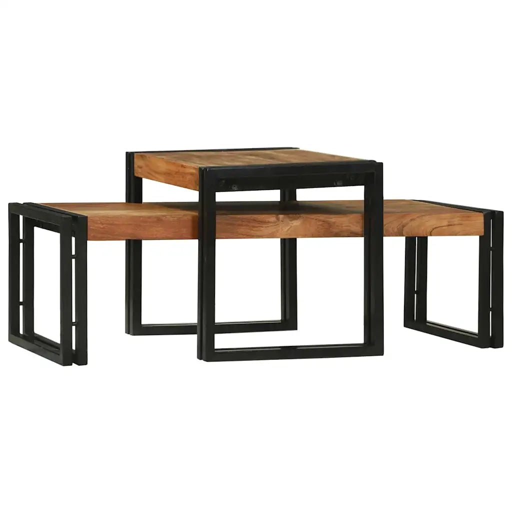 Tavolino da salotto 2 pcs Marrone Legno di Acacia Massello 4104722