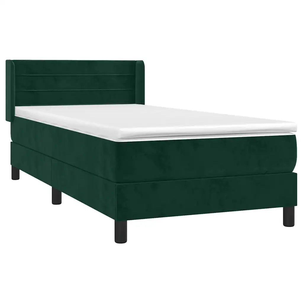 Giroletto a Molle con Materasso-Struttura Letto Verde Scuro 90x200 cm Velluto 276057