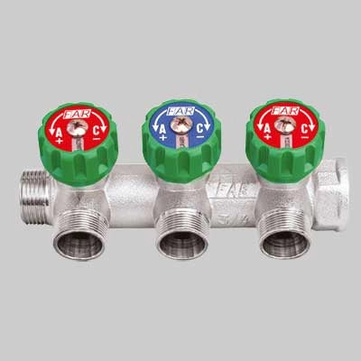 COLLETTORE MULTI FAR 1 CON RUBINETTI  2 Vie  Int.45     FAR
