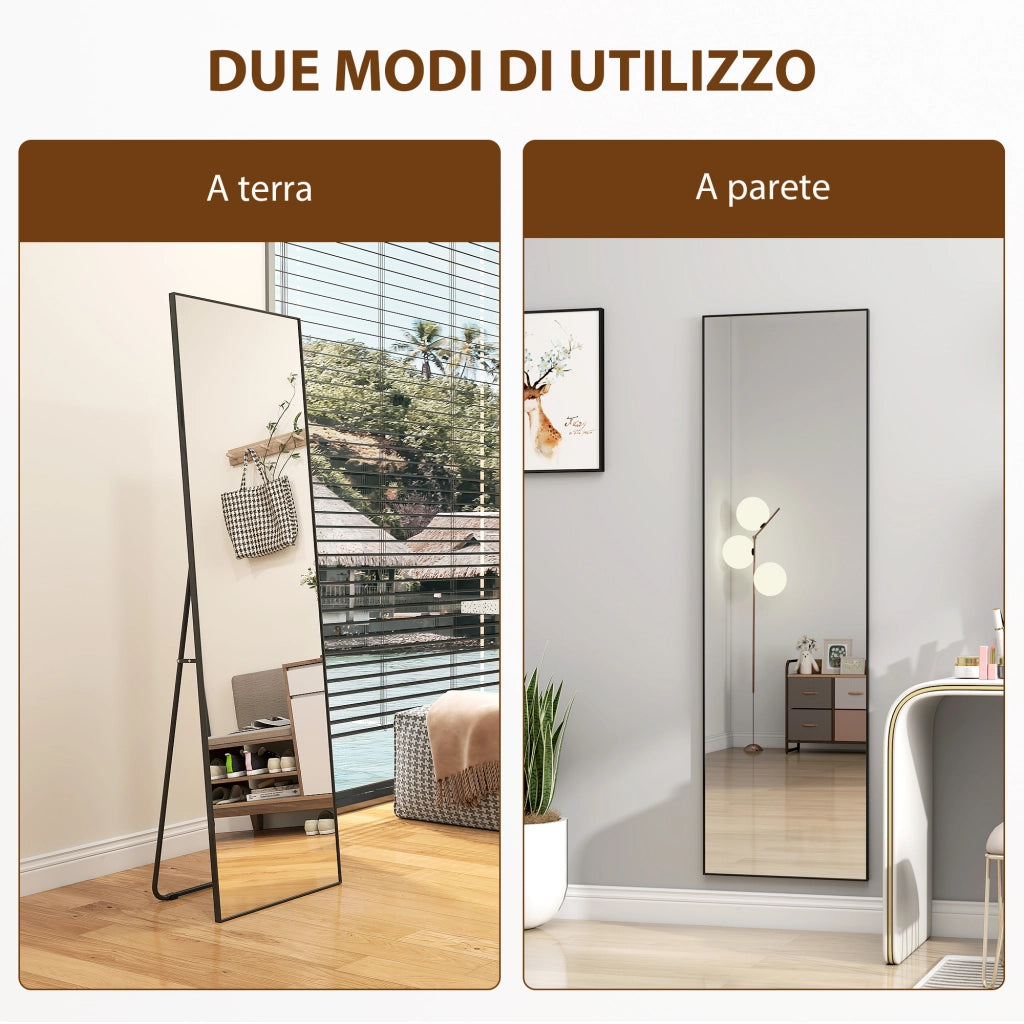 Specchio a Figura Intera ¨C Minimal ¨C Nero, Metallo, 50x2x161.5 cm