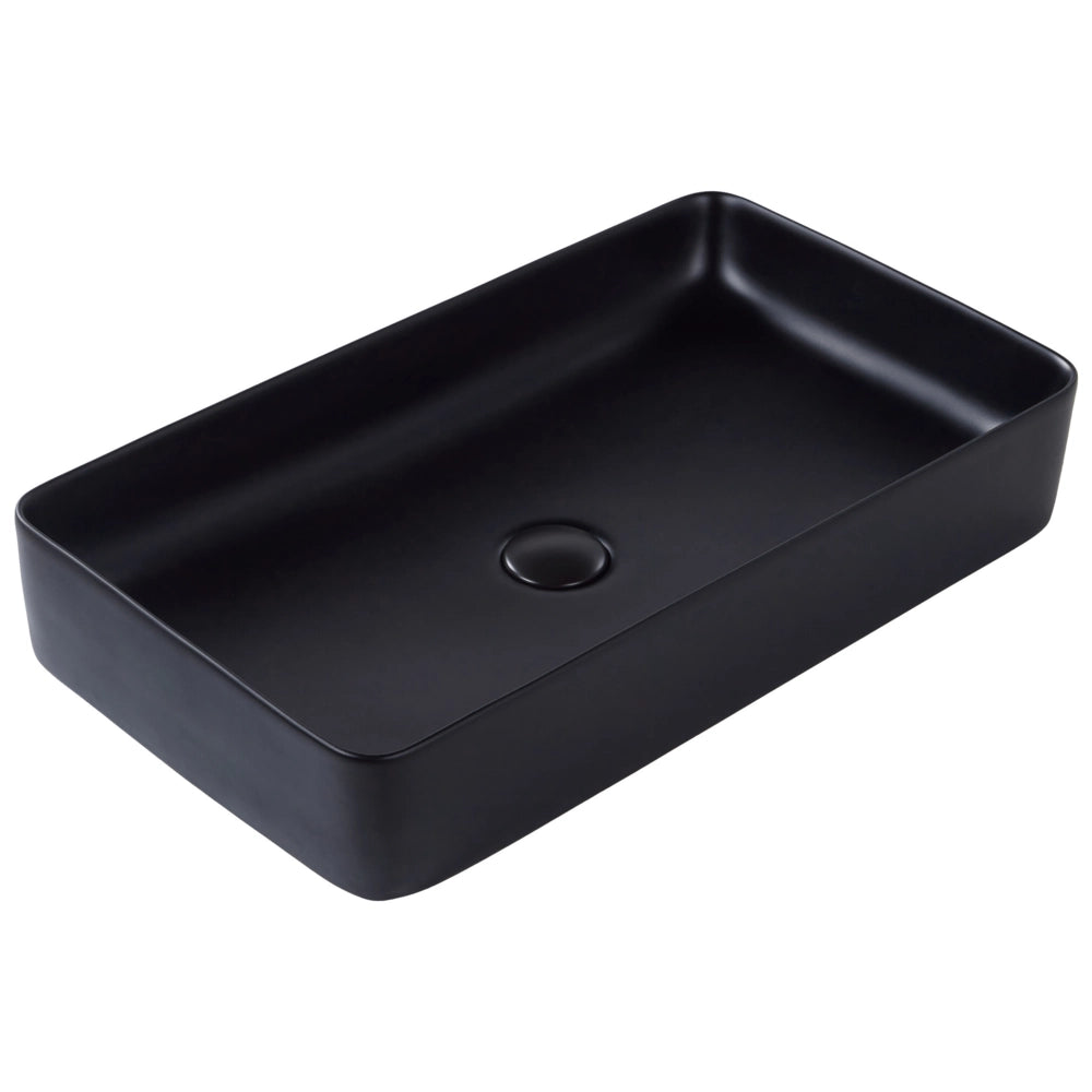 Lavabo da appoggio Nero finitura opaca Ceramica 610 x 350 mm Lavello da bagno rettangolare