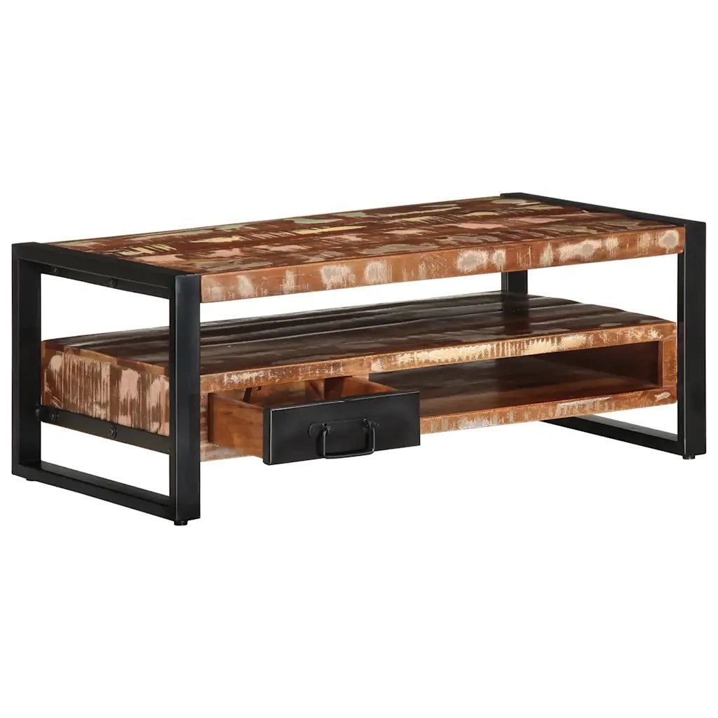 Tavolino Salotto Multicolore 90x50x36cm Legno Massello Recupero 4013558