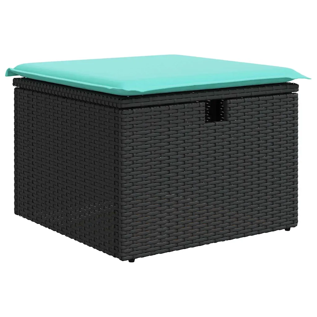 Set di divani con cuscino 4 pcs Nero e Turchese polyrattan 3359155