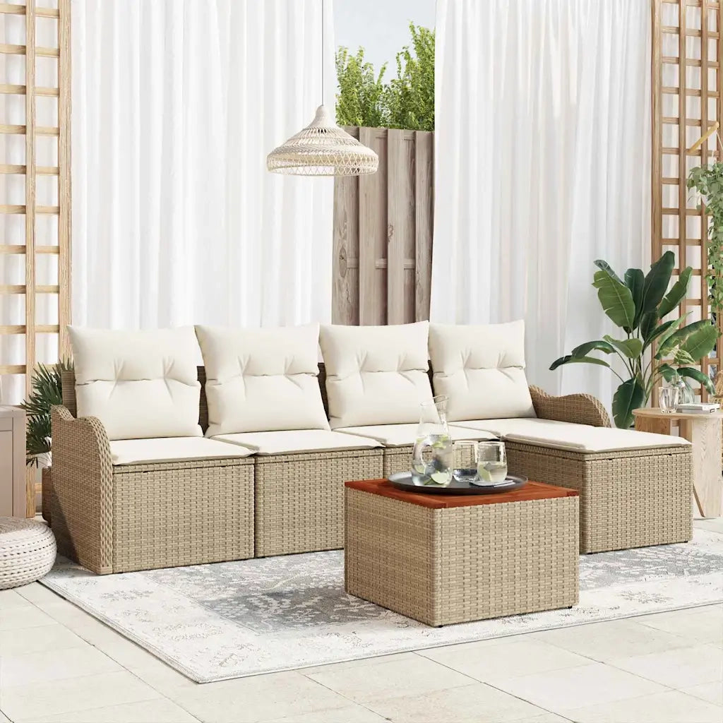 Set Divano da Giardino 6 pcs Beige e Crema polyrattan 3356111