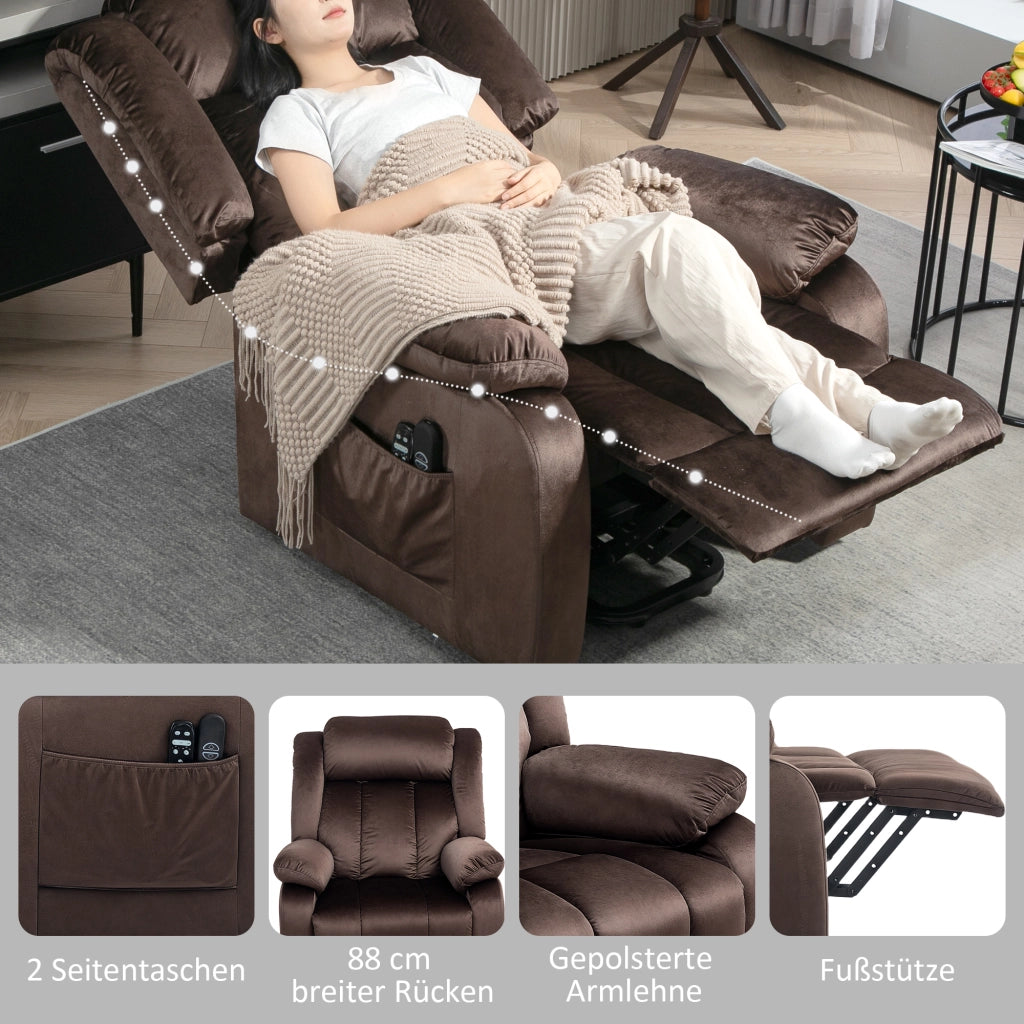 Poltrona Relax Alzapersona Massaggiante con Riscaldamento Lombare e Telecomando ¨C Xylo ¨C Marrone