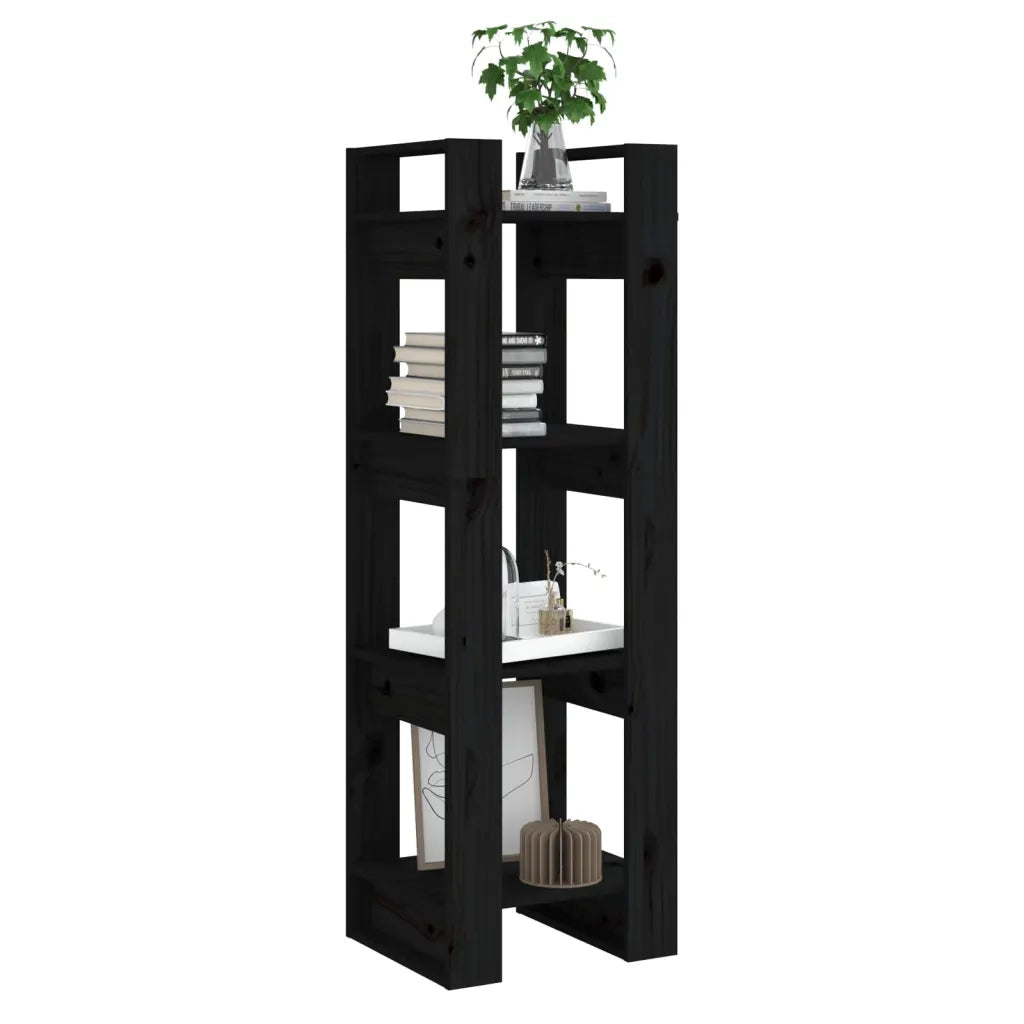 Libreria/Divisorio Nero 41x35x125 cm in Legno Massello di Pino 813868