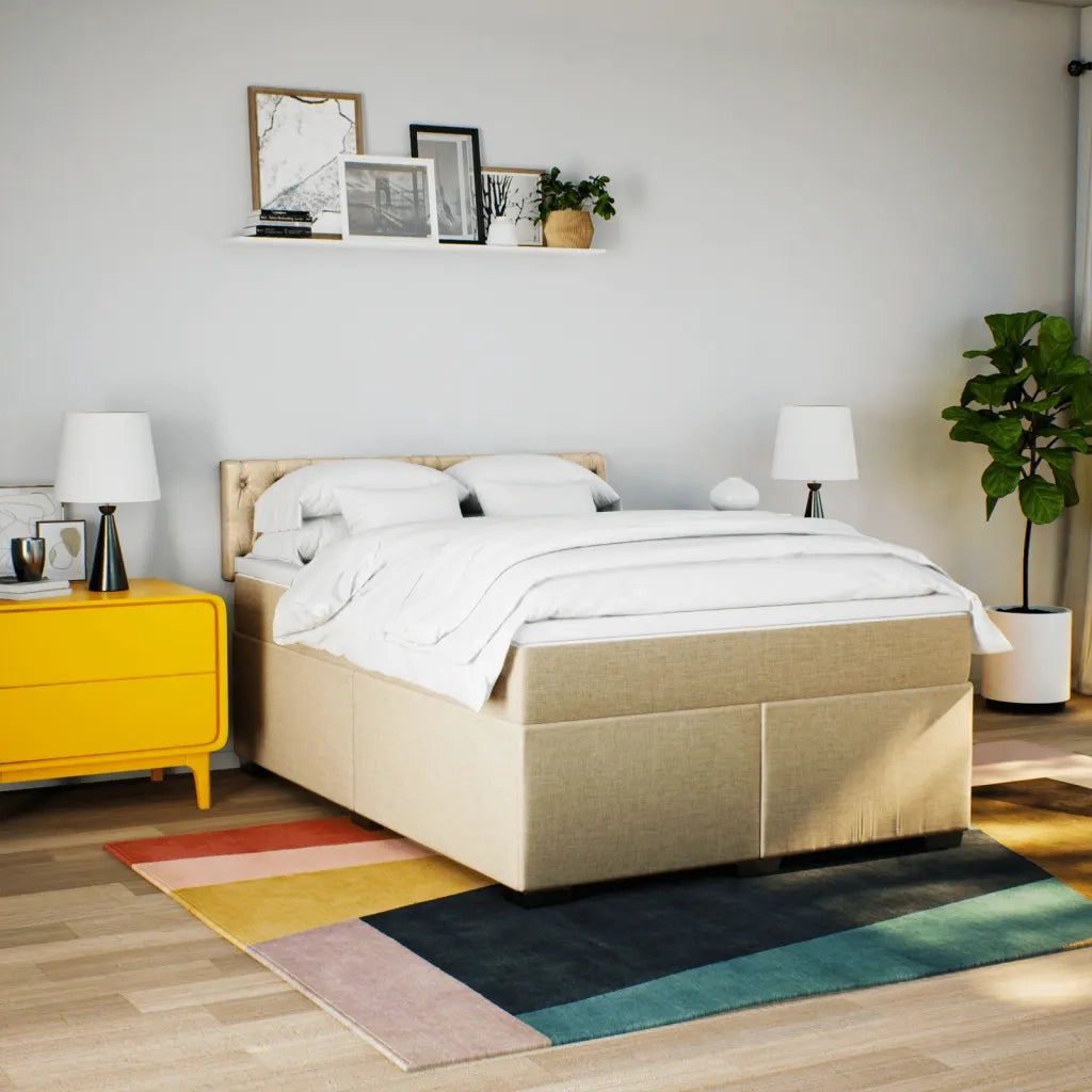 Giroletto a Molle con Materasso Crema 140x200 cm in Tessuto