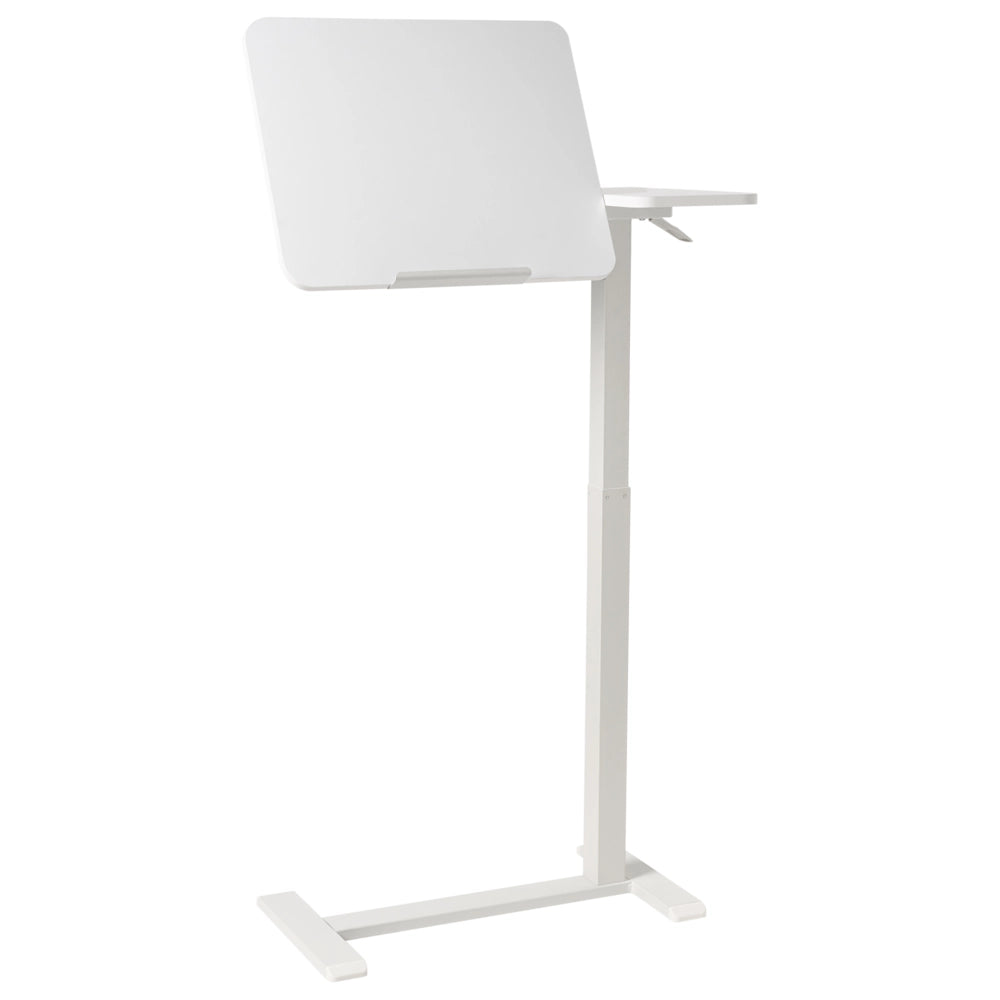 Scrivania per laptop in piedi regolabile manualmente telaio in acciaio bianco 70 x 40 cm struttura in acciaio verniciato a polvere
