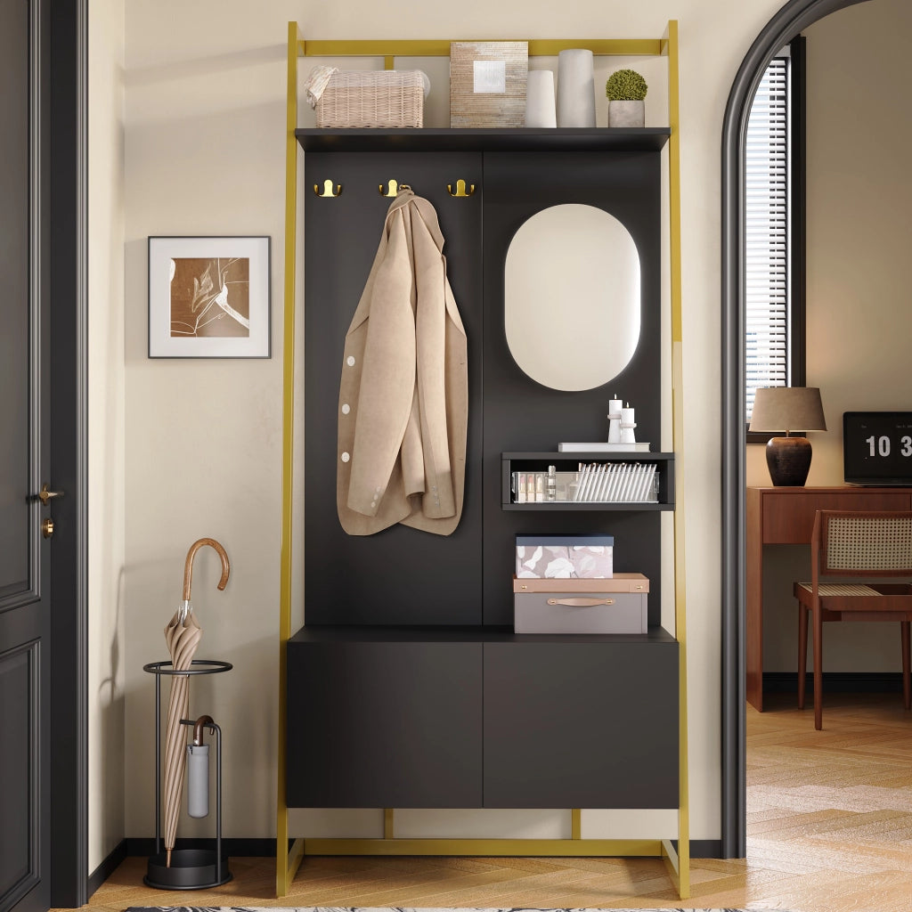 Guardaroba Ingresso con Specchio, Panca, Appendiabiti e Scarpiera ¨C MINIMAL ¨C Metallo, Multiuso