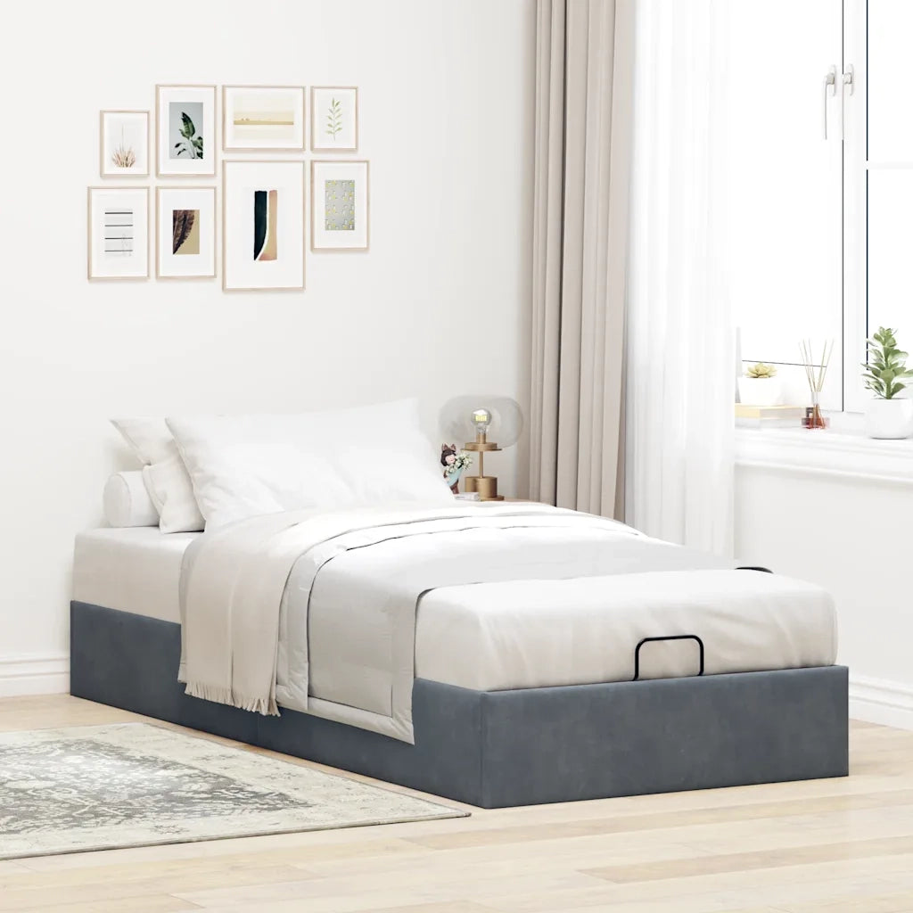 Struttura Letto Pouf senza Materasso-Giroletto con contenitore 80x200 cm Velluto 463441