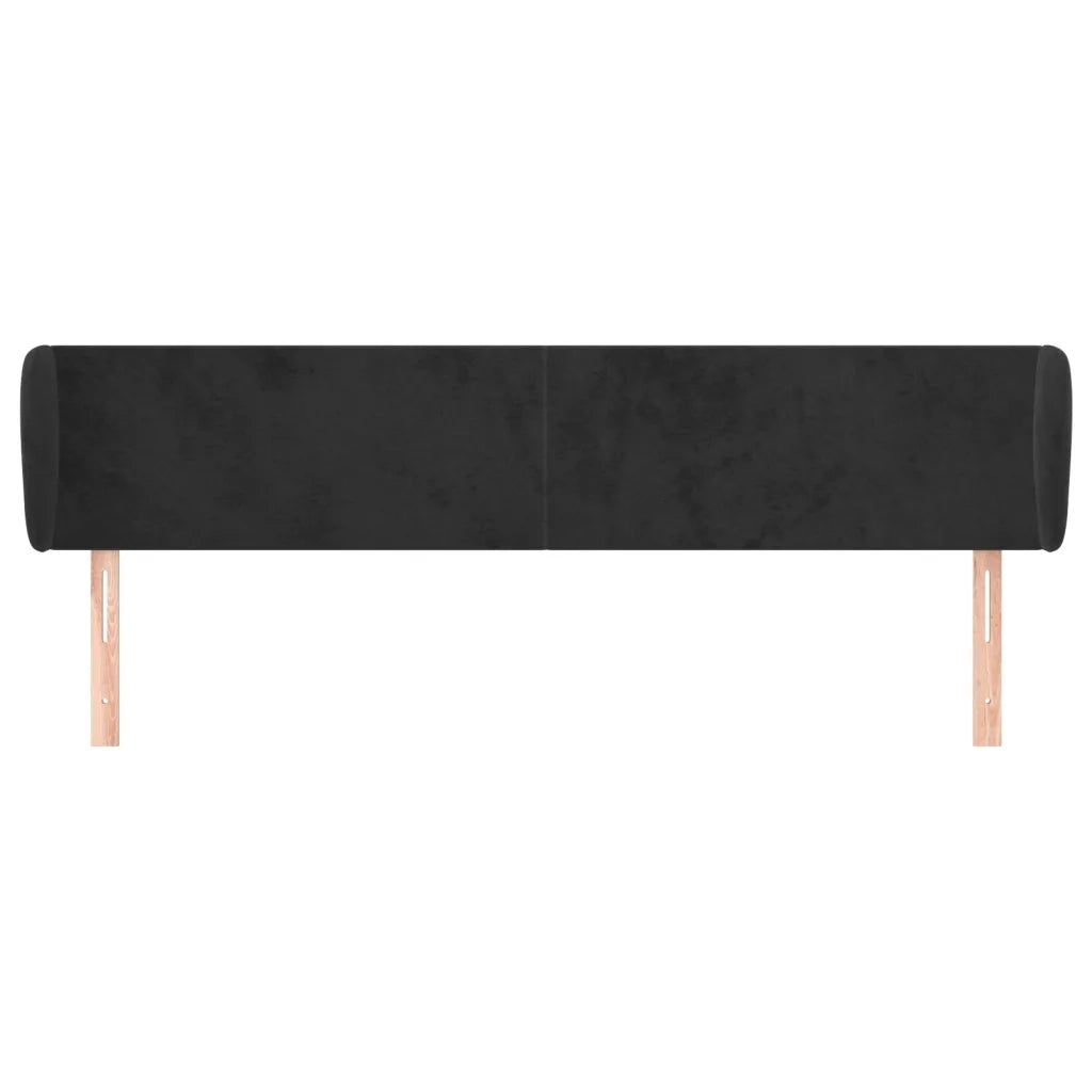 Testiera | Testata ad Orecchio Nera 163x23x78/88 cm in Velluto