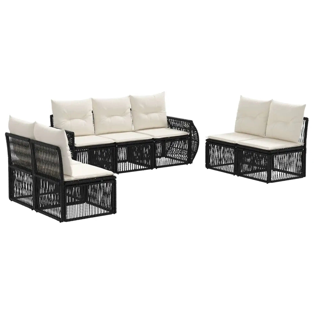 Set Divano da Giardino 7 pz Nero e Bianco Crema polyrattan 3435385
