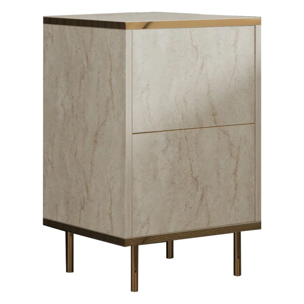Vestone, Comodino un Ripiano, 40x35x60h cm Beige Marmo