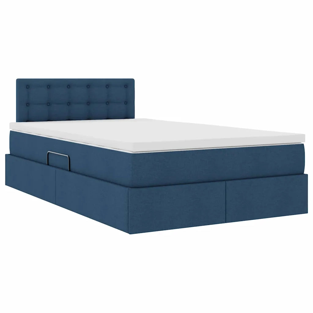 Letto con contenitore e LED con led Blu 120 x 200 cm Tessuto