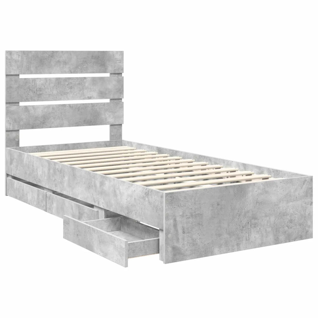 Struttura del letto con cassetto Grigio cemento 90 x 200 cm 3411860