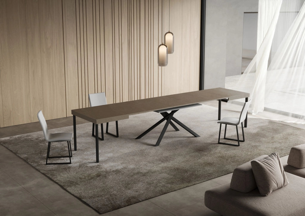 Tavolo allungabile 120/380x90 cm Niket tortora gambe antracite