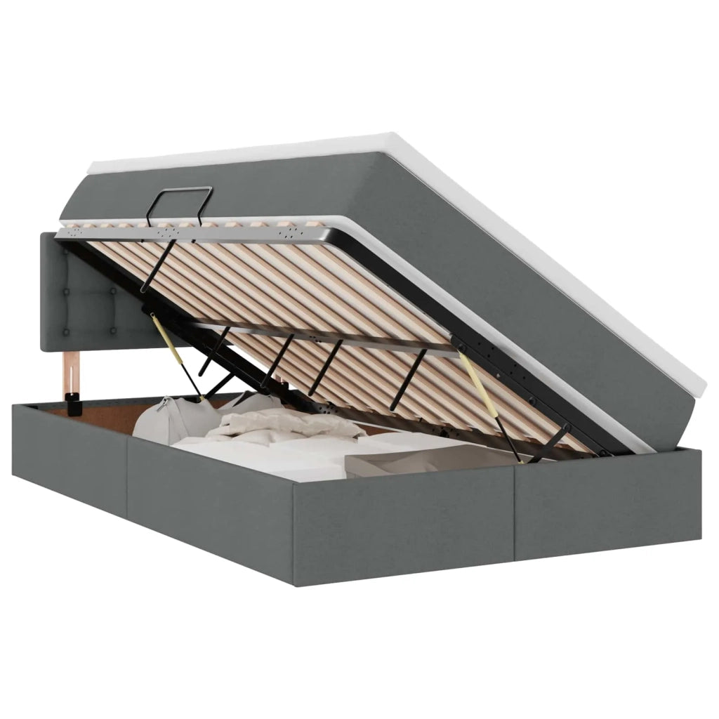 Letto con contenitore e LED Grigio scuro 120 x 200 cm Tessuto 3371263