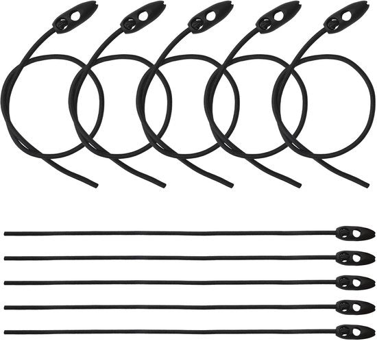 Bagagespanners per 10 pezzi, 50 cm, regolabile, nero, latex/nitruro, per biciclette/motori/benessere all'aperto, cavo di trazione