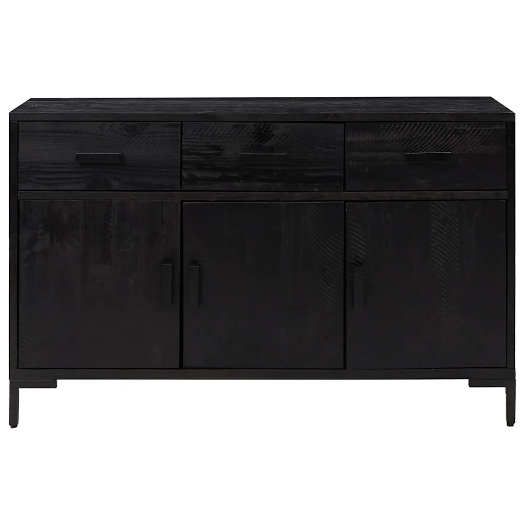 Credenza | Madia | Buffet da pranzo | Armadio da pranzo Nera 110x35x70 cm in Legno Massello di Pino