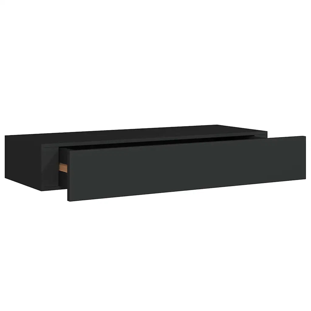 Scaffale con Cassetti da Parete | Mensola sospesa Nero 60x23,5x10 cm in MDF
