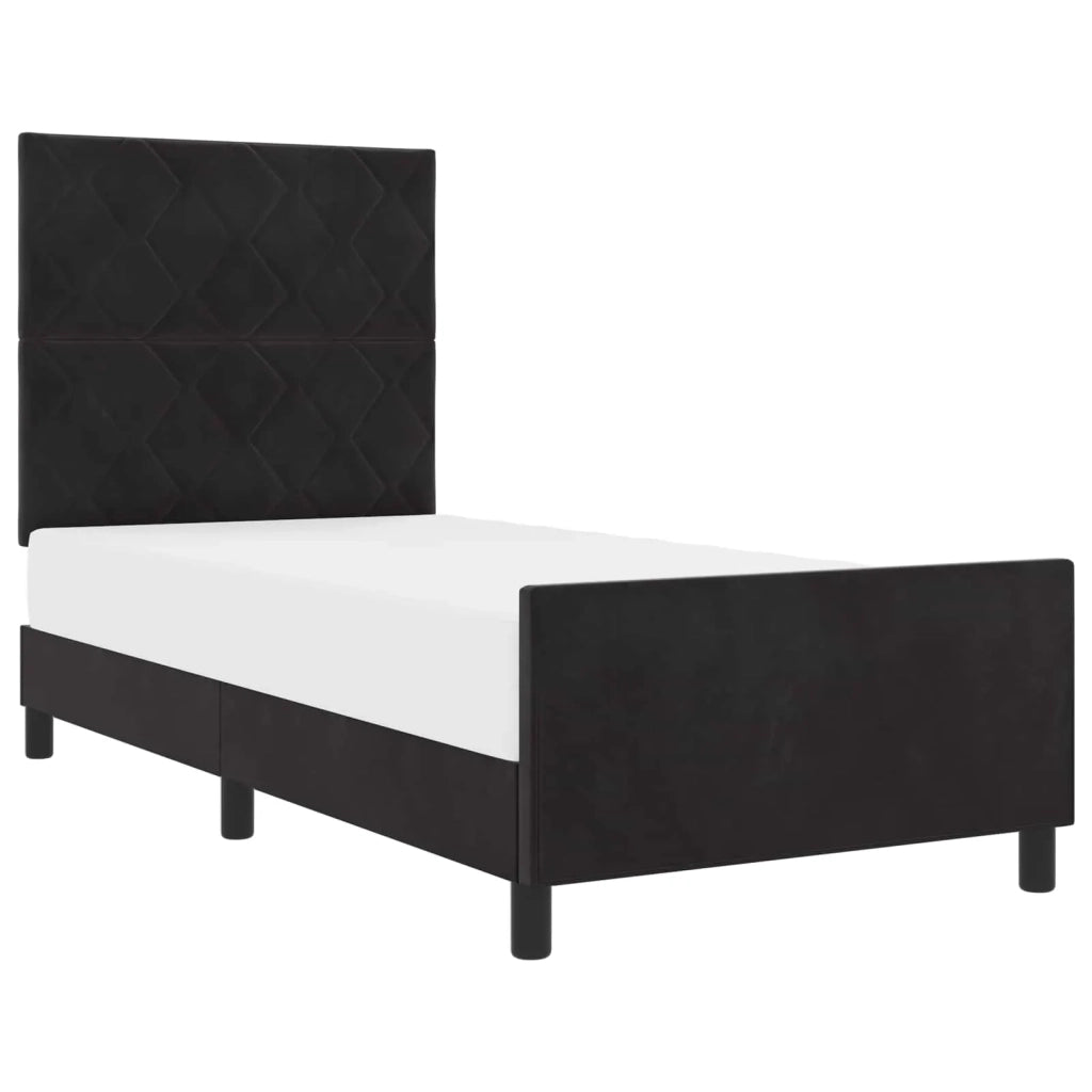 Letto a molle con testiera Nero 100 x 200 cm Velluto