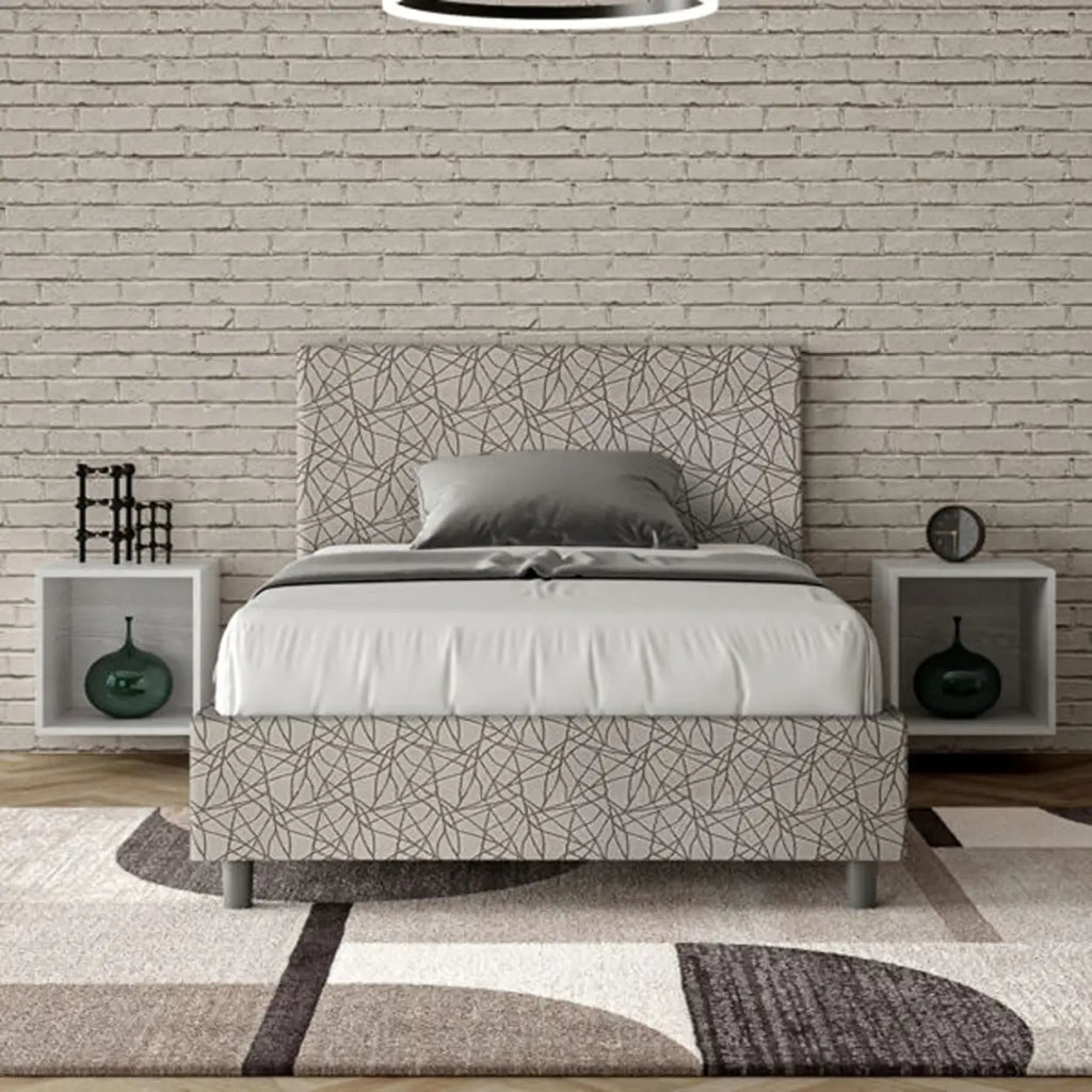 Letto una piazza e mezza con rete imbottito 120x210 tessuto Era 2 grigio Adele